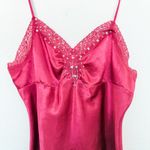One Step Up Y2K Beaded Lace Cami Dark Pink Size Large Coquette Fairy Glam Photo 1