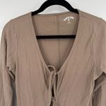 Year Of Ours Cardigan Womens Size XL Brown Ribbed Tie Front Long Sleeve V Neck Photo 2
