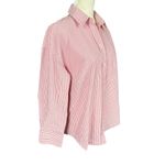 ZARA pink and white striped long sleeve button down shirt women's size XS Photo 1