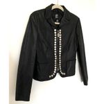 VTG Gianfranco Ferre Black Leather Jacket Italian Metal Buttons Collector Sz 10 Photo 10