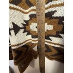 Lucky Brand Cardigan Sweater Woman's Large Brown Aztec Print Knit Oversized Hood Photo 6