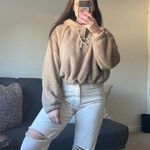 Crop fleece jacket Tan Photo 0
