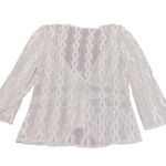 Adrianna Papell ADRIANNA PAPEL BOUTIQUE 100% Silk White Ivory Beaded Embroidered Cardigan Large Photo 1