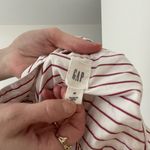 Gap Red and White Striped Smocked Cuff Button Down Blouse Photo 4