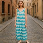 Shore Women's Sleeveless Ford Tie Dye Open Back Pullover Maxi Dress Size L NWT Blue Size L Photo 13