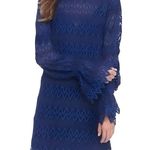 Free People Blue Simone Mock Neck Lace Mini Dress Size Medium Photo 0