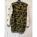 Bape A Bathing Ape Green Camo Womens Long Varsity Jacket Size S Coat （RARE） Photo 5