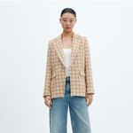 Mango Tweed Blazer Jacket Jewel Button Closure Photo 1