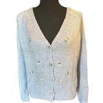 Cotton Emporium Light Blue Flower Embroidered Cardigan Photo 0