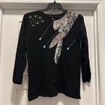 Vintage 1980’s Black Silver Gold Sequin Silk Angora Blend Sweater Size Medium Photo 0