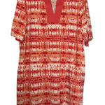Cuddl Duds  2XL Coral Geometric Cotton Core V-Neck‎ Dress Side Pockets Photo 0
