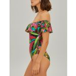 Farm Rio  Jardin De Reve Off-Shoulder Ruffle One Piece Swim, Green, Small Photo 1