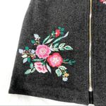Loft NWT Gray Wool Blend Floral Embroidered Mini Skirt Fall Photo 1