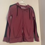 Under Armour Maroon hoodie full zip up with pockets and black mesh on long sleeves size small Photo 0