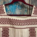 Loft  Mexican Theme Cotton Lined Ivory & Maroon Embroidered P LG  Dress.     1834 Photo 3
