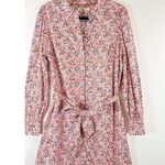 Boden Womens Dress Red Mini Floral Shirtdress Waist Tie Long Sleeve Boho Size 10 Photo 5