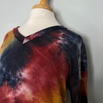 Navy Blue Red Orange Tie Dye Vneck Long Sleeve Top Multiple Size L Photo 7