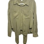 Michael Kors MICHAEL  Women Sz S Green Long Sleeve Blouse Tie Front Button Down Photo 0