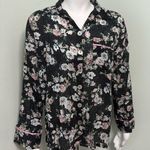 Papinelle Sheer Cotton Floral Pajamas Shirt small Black Photo 0