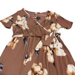 Pink Blush Rust Floral Hi-Low Maternity Wrap Dress Belt Stretch Soft Size Small Photo 2