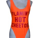 Americana Women's Neon Orange Logo One Piece Swimsuit Sexy Fun Sz M/L Photo 0