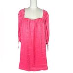 Free People  Mara Shimmer Puff Sleeves Dress Hot Pink - size small Photo 7