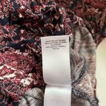 Lucky Brand Dark Red & Black Boho Floral Print Knot Hem Tee Photo 8