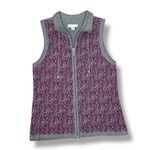 Christopher & Banks Filigree Swirl Print Zip Up Sweater Vest Grey Purple Medium Photo 11