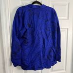 Chico's  Vintage Royal Blue Silk Linen Blend Button-Down Shirt L Photo 4