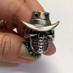 Silver Skull Cowboy Hat Ring Size 11 Photo 0