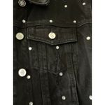 Bebe black denim jean jacket distressed with rhinestones Photo 4