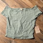 Iris basic NWT off shoulder smocked crop top Photo 0