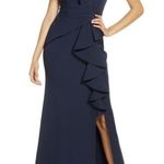 Eliza J Navy Ruffle Front Gown 10 Photo 2