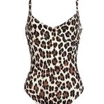 CAROLINE CONSTAS Mykela One Piece Swim, Leopard Print, Small Brown Photo 3