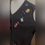 Bechamel Vintage Women’s Size L Christmas Black Fleece Vest Ugly Sweater Santa Size L Photo 4