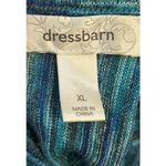 Dress Barn XL Vintage Knit Blouse Blue Green Striped Short Sleeve Boho Casual Photo 2