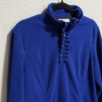 Coldwater Creek Royal Blue Fleece Quarter Zip Pullover Women's M Ruffled Neck Photo 1