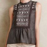 Anthropologie TINY Embroidered Crochet Mock Neck Silk Blend Peasant Top Photo 0
