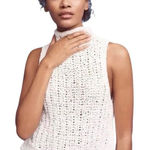 Anthropologie Moth Size L Ribbon Knit Sleeveless Sweater Tank White Coastal Size L Photo 0