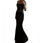 Absolutely Stunning Black Lace Boned Bustier Mermaid Evening Gown – Size 6 Photo 2