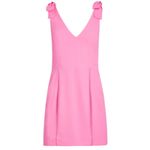 Amanda Uprichard Allora Dress shocking pink bows barbiecore mini vneck cocktail Photo 1