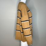 Talbots Sweater Womens Extra Large Tan Black Stripe Metallic Shine Preppy Cozy Photo 2
