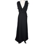 Lulus NWOT Women's Major Elegance Black Sleeveless Ruffled Wrap Maxi Dress M Photo 2