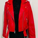Levi Strauss & CO. LEVI’s STRAUSS & CO Red Faux Leather Bomber Jacket  Photo 6