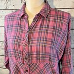 C&C California  Button Down Shirt 3/4 Button Up Sleeves Pink Plaid-Medium Photo 1