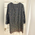 Old Navy  Rose Print Dress Shift Mini Tied Neck Bell Sleeve Satin size‎ Large Photo 5