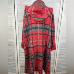 Joseph A . Plaid Coatigan Open Front Hooded Cardigan/Duster Red/Multi-Small Photo 2