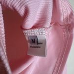 Ribbed Knit Lounge Set Womens Medium Pink Crop Top Shorts Button Stretch Casual Photo 6