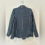 AQUA  Bloomingdales Tweed Fringe Blue Yan Metallic Blazer Size Small  2110 Photo 4