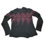 Free People Red Pink Brown Damask Cardigan Sweater Sz M wool blend rare find Photo 6